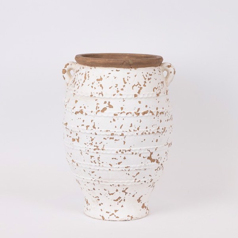 ESTHETI home Πυθάρι Τσιμεντένιο Λευκό/Καφέ 33.5x31.5x49